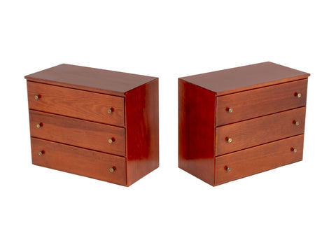 Pair of Modern Cherry-Stained Wood Chests of Drawers