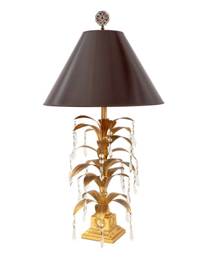 Neoclassical Style Gilt Metal Palm Tree Table Lamp