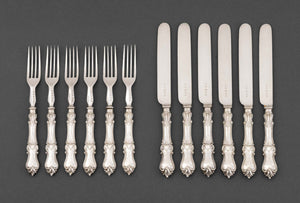 Georgian Silver Plate Dessert Flatware Set for Six, 12 Pieces