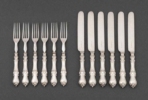 Georgian Silver Plate Dessert Flatware Set for Six, 12 Pieces