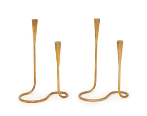 Pair of Illums Bolighus Modernist Brass Candlestick Holders