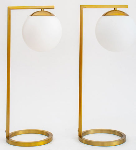 Modern Gilt Metal Table Lamps, Pair