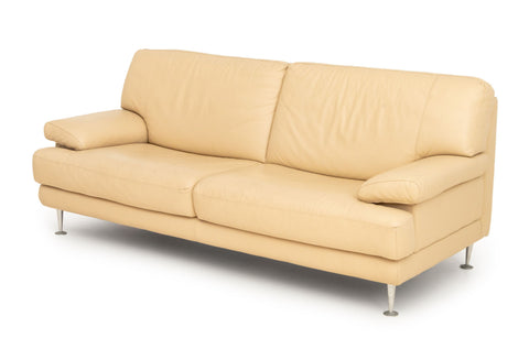 Nicoletti Beige Leather Upholstered Two-Seat Sofa