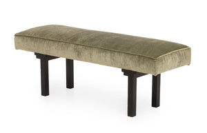 Chinese Style Sage Velvet Upholstered Bench