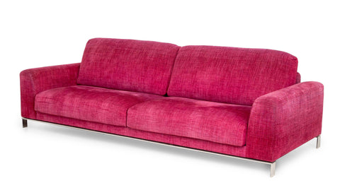 Modern Magenta Pink Chenille Upholstered Sofa