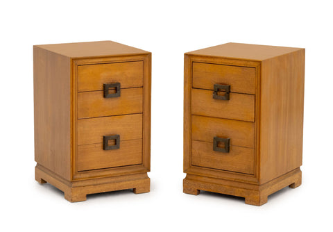 Pair of James Mont Style Mahogany Nightstands