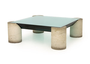 Modernist Graduated Glass Top and Concrete Coffee Table
