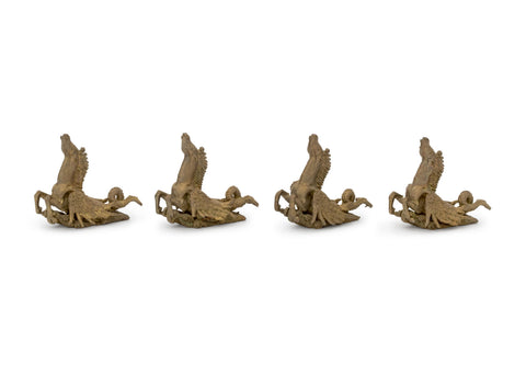 Collection of Four Hippocampus Form Gilt Bronze Figurines