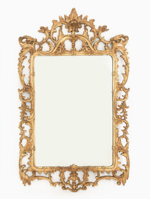 Rococo Style Silvered and Gilt Composition Framed Mirror