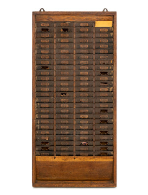 American Vintage Oak Time Card Rack, first half 20th century
