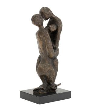 Illegibly Signed Family Embrace Bronze Sculpture