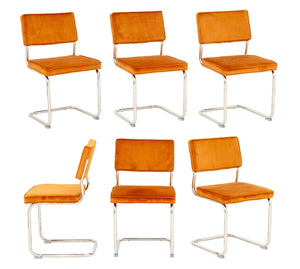 Knoll Style Velvet Upholstered Chairs, 6