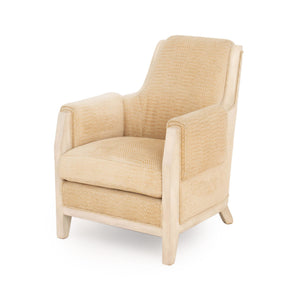 Lewis Mittman Art Deco Style Beige Fabric Upholstered Easy Arm Chair