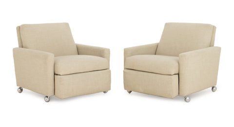 Pair of Modern Wool Upholstered Reclining Chairs