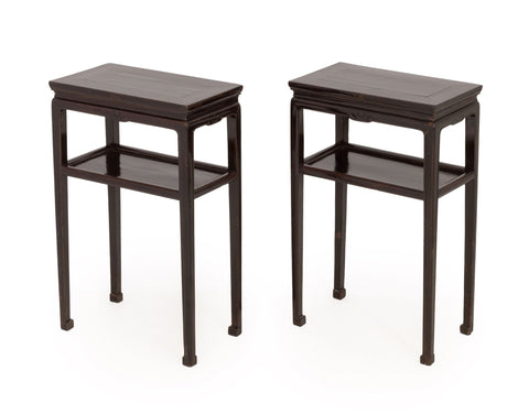 Pair of Chinese Two-Tier Pedestal Tables
