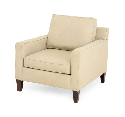 American Modern Gray Beige Wool Upholstered Club Chair