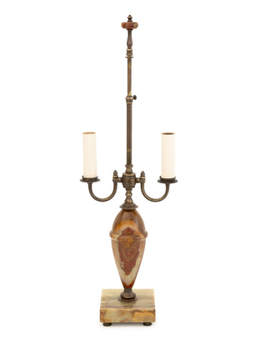 Neoclassical Style Banded Onyx and Brass Lamp
