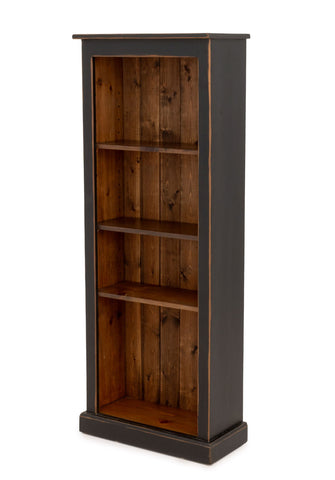 Modern Black Painted Pine Open Bookcase