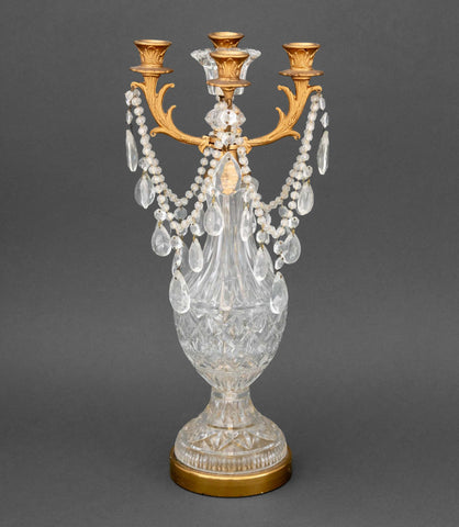 Louis XV Style Gilt Metal and Cut Crystal Candelabrum