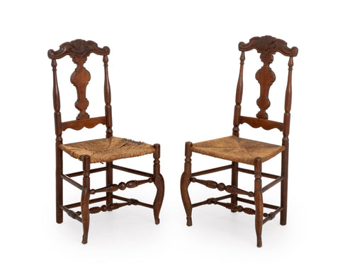 Pair of French Provincial Fruitwood Side Chairs, 18th Century