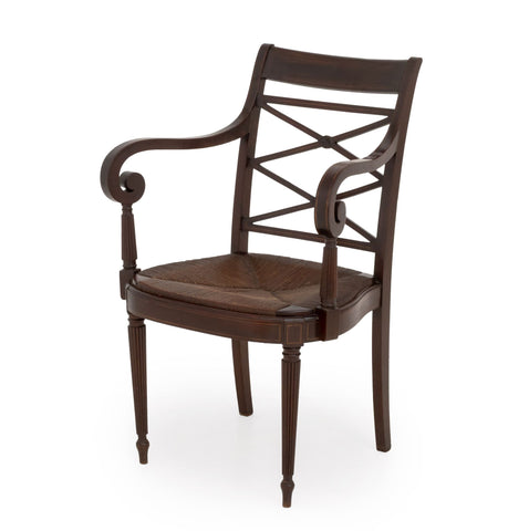 Regency Style Mahogany Arm Chair, With String Inlay to the Scroll Arms