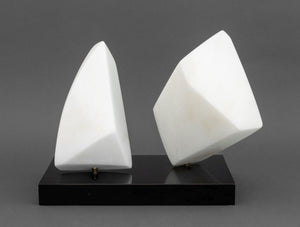 Modernist Abstract White Marble Sculpture, 1986
