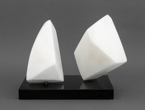 Modernist Abstract White Marble Sculpture, 1986