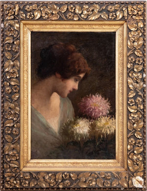 American School Portrait of a Woman Oil on Canvas (9766885556531)