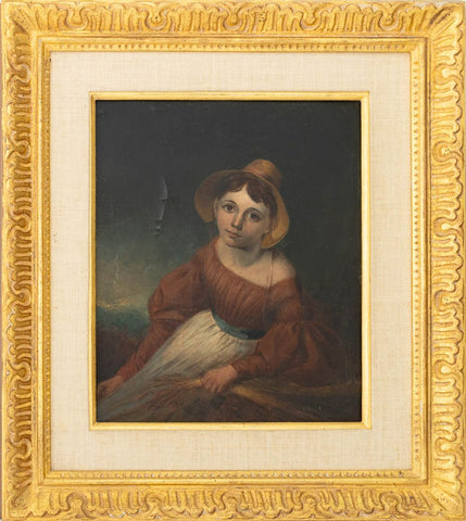 English School Portrait of a Girl Oil on Board