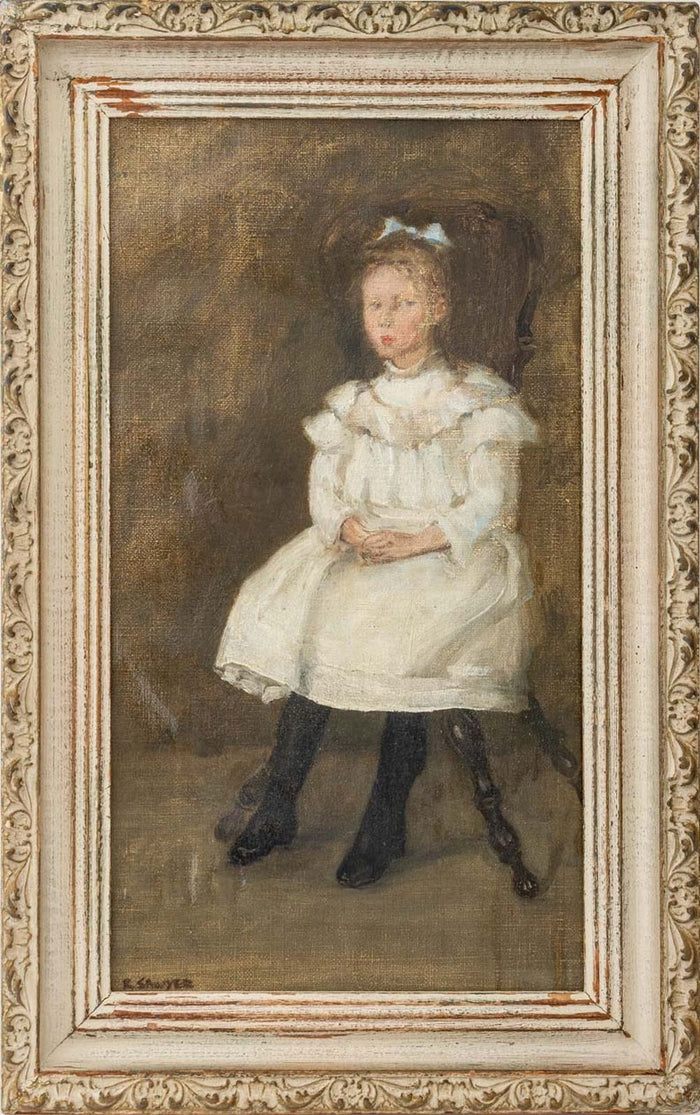 British School Portrait of a Girl Oil, ca. 1900