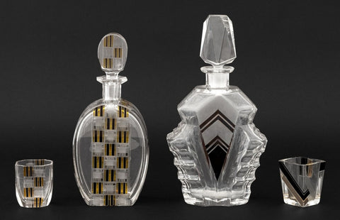 Art Deco Glass Barware, 4 Pcs.