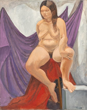 John Braden Seated Female Nude Oil on Canvas