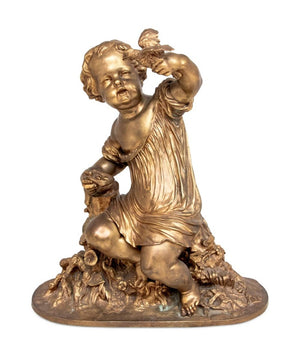 Auguste Moreau "The Egg Thief" Gilt Bronze (9778153095475)