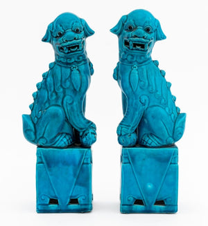 Chinese Blue Glazed Foo Dog Bookends, Pair (9855583158579)