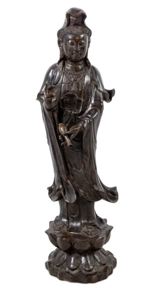 Chinese Guanyin Patinated Bronze Sculpture (9755440972083)