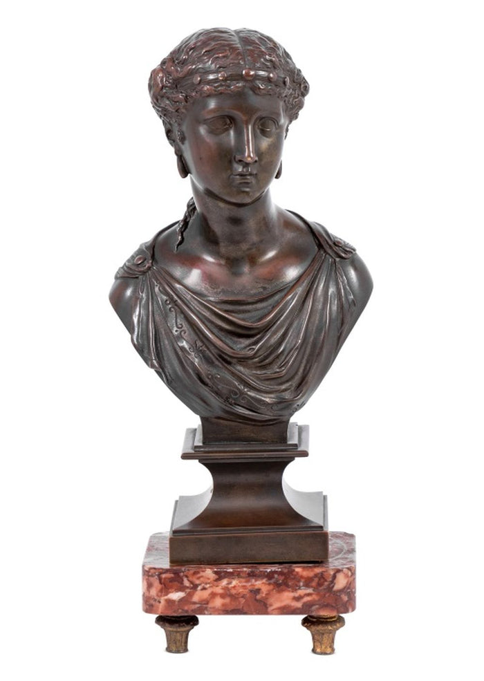 Jean Jules Salmson Goddess Patinated Bronze Bust