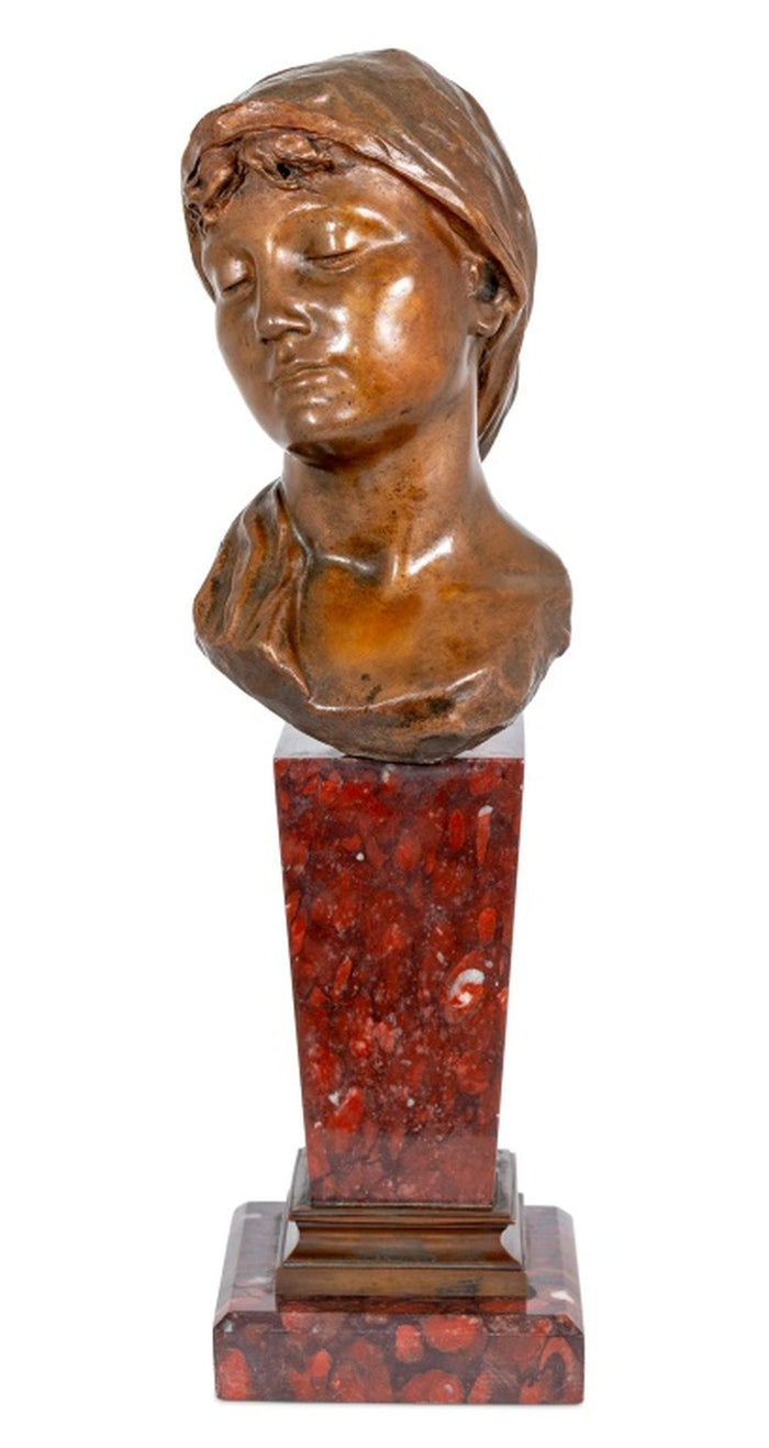 Eugene Rossi Patinated Bronze and Marble Bust
