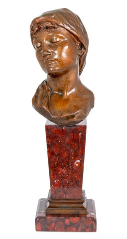 Eugene Rossi Patinated Bronze and Marble Bust