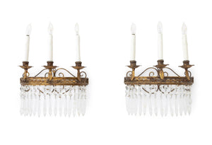 French Empire Style Gilt Wrought Iron Sconces, 2