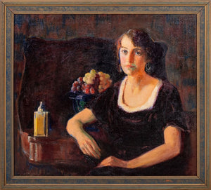 American School Portrait of a Woman Oil on Burlap (9808345235763)