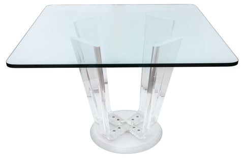 Modern Glass-Topped Lucite Dining Table