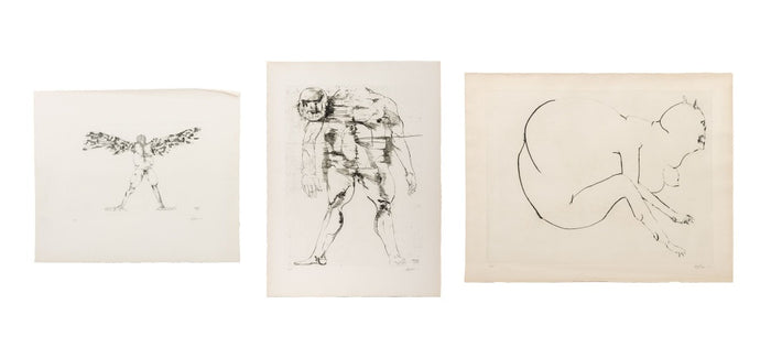 Leonard Baskin Surrealist Figural Etchings, 3