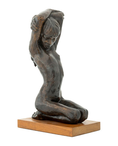 Desmond Fountain Kneeling Nude Patinated Bronze