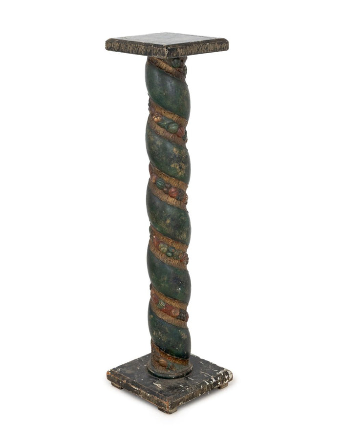 Italian Carved and Painted Wood Solomonic Column