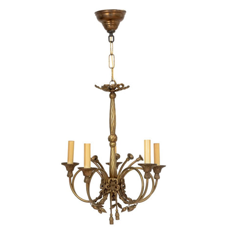 Louis XVI Style Brass Five-Branch Chandelier