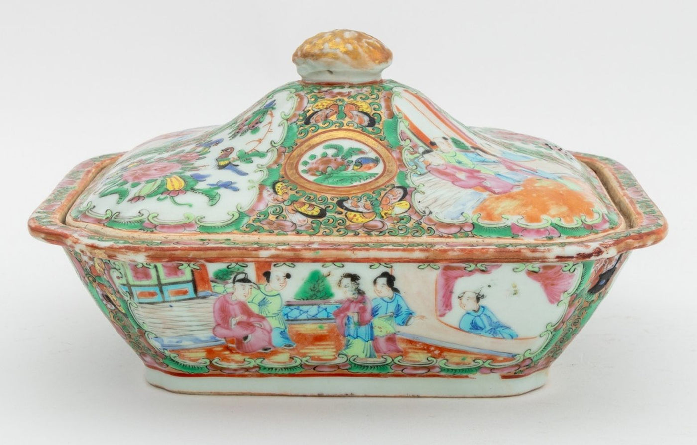 アンティーク　チャイナ　ローズメダリオン ２枚　Chinese Rose アンティーク チャイナ ローズメダリオン 2枚 Chinese Rose