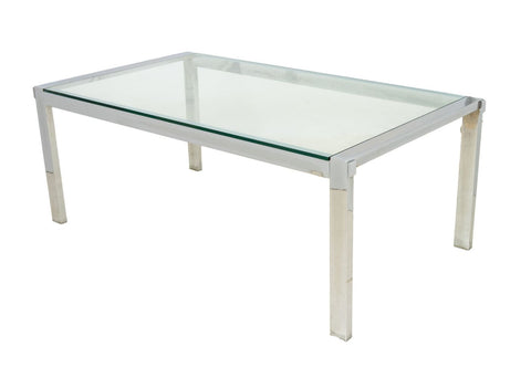 Modern Glass Top Chrome Dining Table