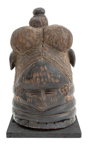 African Mende Carved Wood Helmet Mask