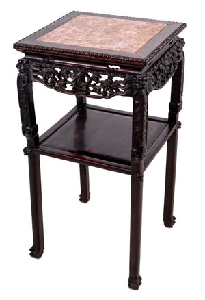 Chinese Hardwood and Marble Pedestal Table (9834684252467)