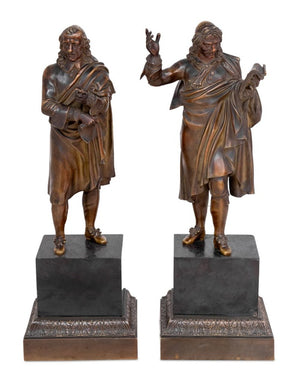 French "Moliere" and "Cornielle" Patinated Bronzes (9756027814195)
